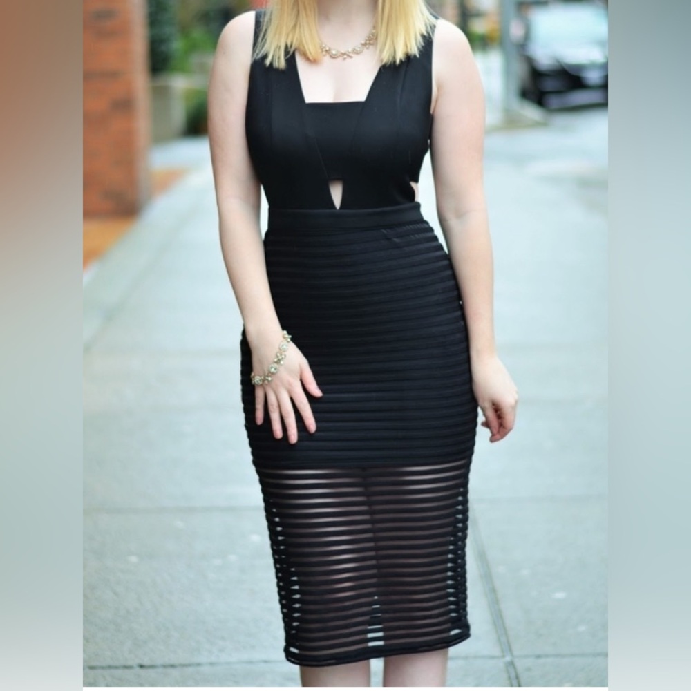 Mustard Seed Black V-Neck Dress